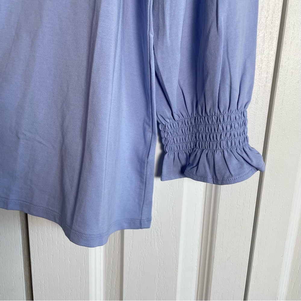 Lands’ End Button Front Top Blouse Women’s L Lightweight Long Sleeve Smocked EUC - Picture 5 of 13